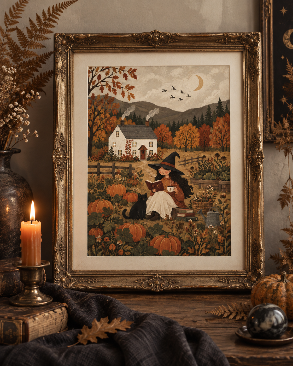 Autumn in the Pumpkin Garden Print